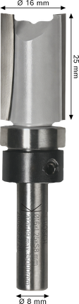 Bosch router bit top bearing flush trim 16x25x8 mm.
