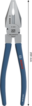 Bosch combination pliers with dipped non-slip handle, 200 mm.