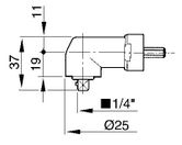 Bosch Angle head 1/4" - square drive EXACT Accessory dimensions drawing