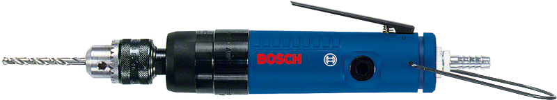 Bosch straight grinder with side handle and drill bit.