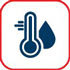 A blue icon depicting a thermometer with water droplet, enclosed in a red rectangle.