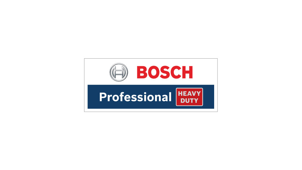 Bosch Professional logo with red and blue colors, emphasizing heavy-duty quality.