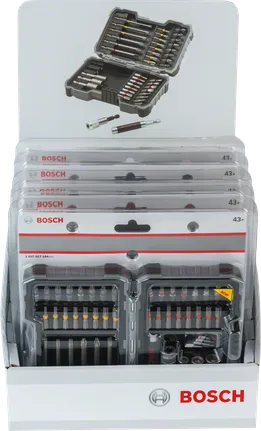 مجموعة Bosch المكونة من 43 قطعة من رؤوس المثقاب ومجموعات الصواميل.