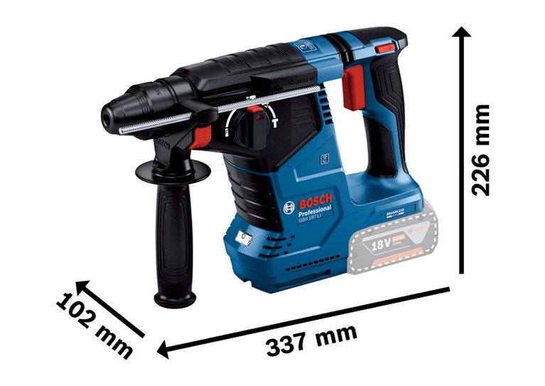 مطرقة دوارة Bosch GBH 187-LI مع بطارية 18 فولت.