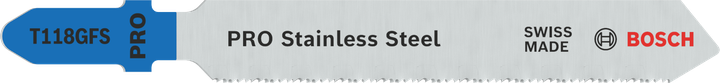 شفرة المنشار الكهربائي Bosch PRO T118GFS المصنوعة من الفولاذ المقاوم للصدأ، ذات أسنان مموجة.