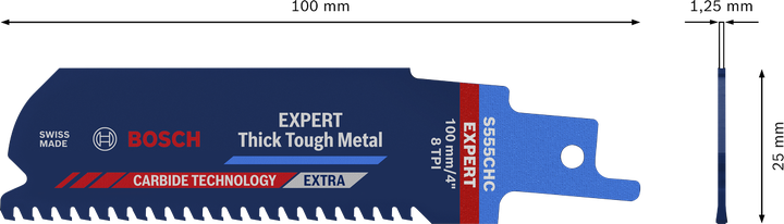 شفرة المنشار Bosch EXPERT Thick Tough Metal S 555 CHC لقطع المعادن السميكة.