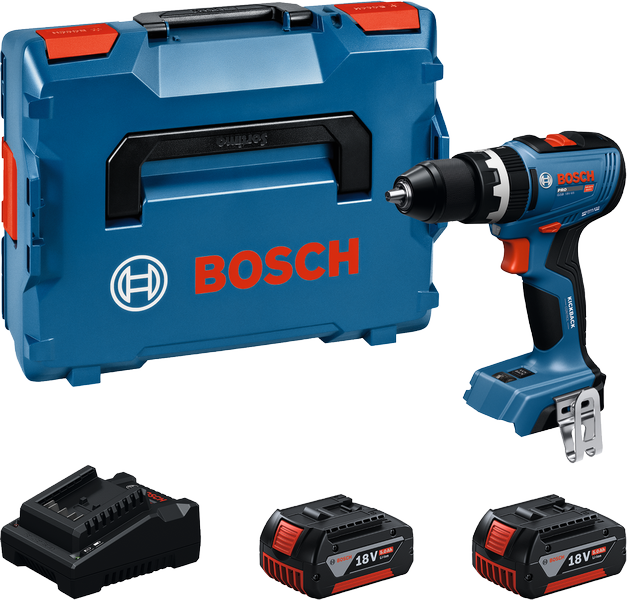 مجموعة مثقاب لاسلكي Bosch GSB 18V-65 مع حقيبة وبطاريات.