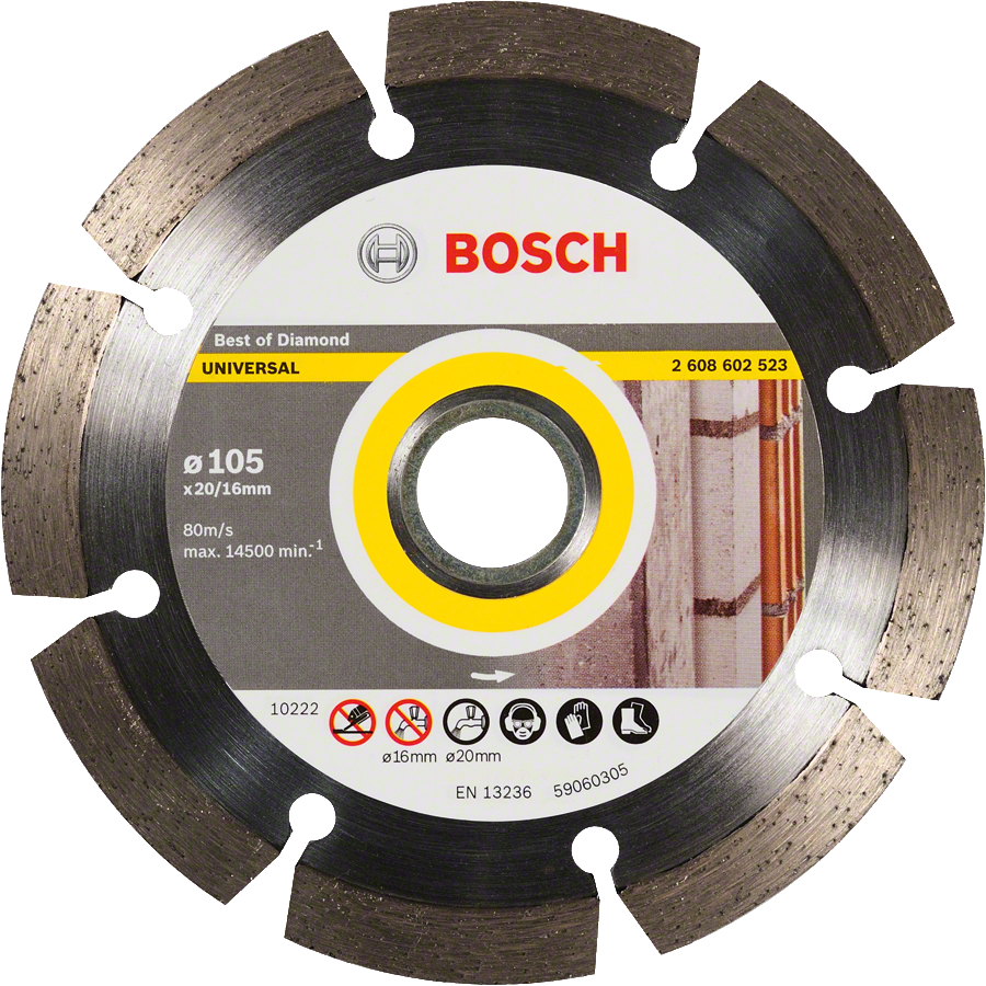قرص القطع الماسي العالمي من Bosch مقاس 105 ملم للبلاط والحجر.