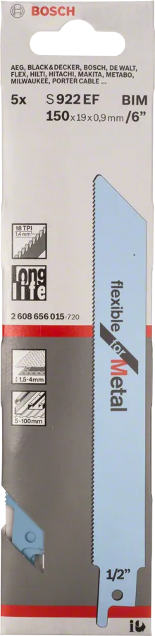 Bosch S922EF flexible for Metal reciprocating saw blade.