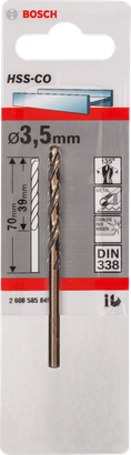 Bosch 3.5mm HSS-Co metal drill bit.