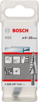 Bosch HSS step drill bit 4–20mm.