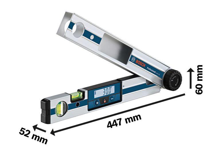 Digital angle measurer dimensions.