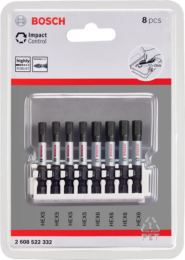 Bosch Impact Control hex power bit set 8 pcs.