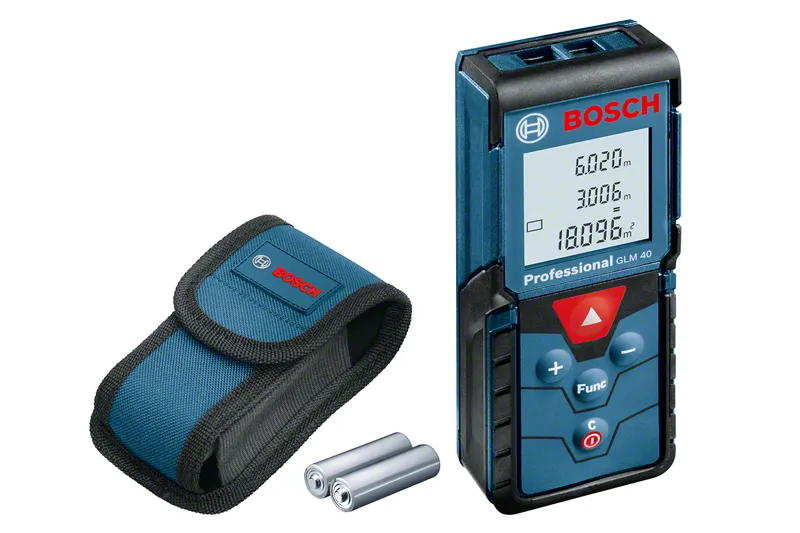 Bosch GLM 40 laser measure with case and batteries.