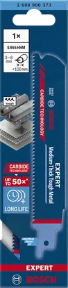 Bosch reciprocating saw blade S 955 HHM 3–8 mm tough metal.
