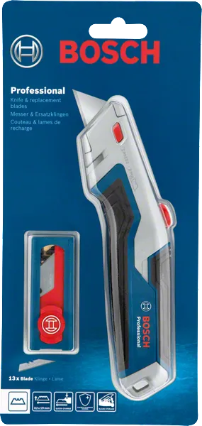 Bosch knife and blades set for cutting tasks.