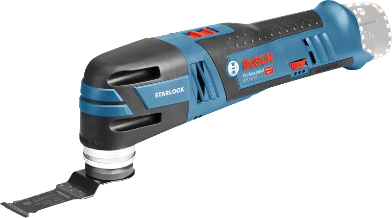 Bosch GOP 12V-28 cordless multi-tool with Starlock blade.