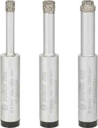 Bosch PRO Ceramic dry Drill Bit Set, 3 pieces for tiles.