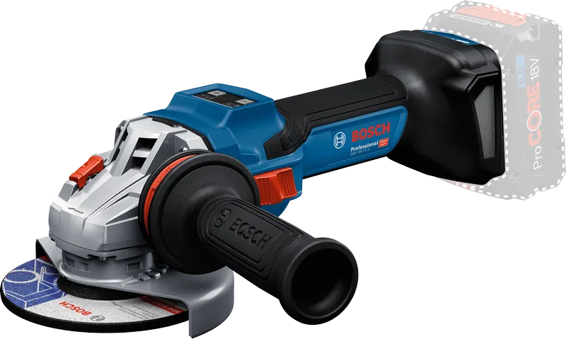 Bosch GWS 18V-15 S cordless angle grinder, ProCORE 8Ah battery.