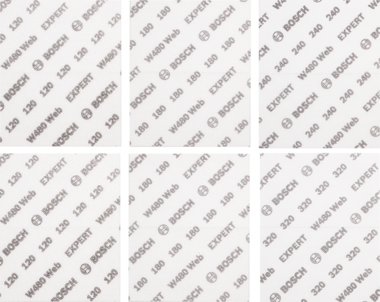 Bosch EXPERT W480 sanding sheets assorted grit set.