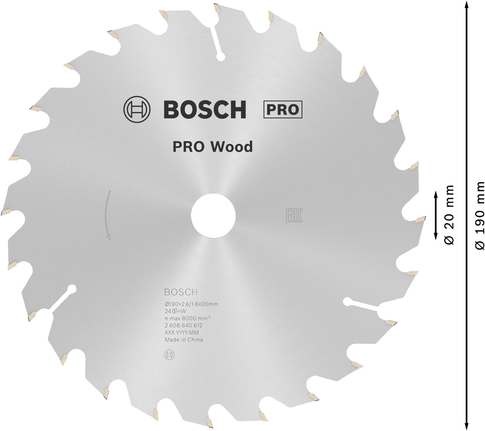 Bosch PRO Wood Circular Saw Blade 190 mm T24.