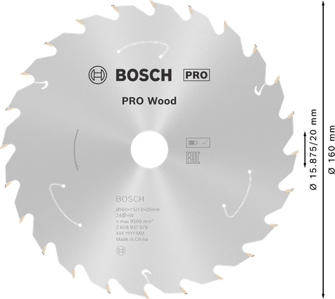 Bosch PRO Wood circular saw blade 160 mm T24.