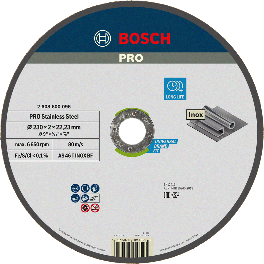 Bosch PRO Stainless Steel Cutting Disc 230 mm long life.