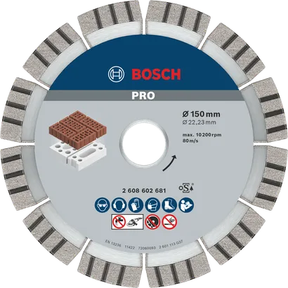 Bosch PRO Abrasive Diamond Disc 150 mm for masonry cutting.