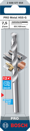Bosch 7.5 mm PRO Metal HSS-G twist drill bit.