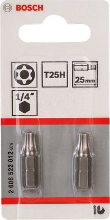 Confezione di inserti per cacciavite Bosch T25H da 25 mm (1/4 di pollice).