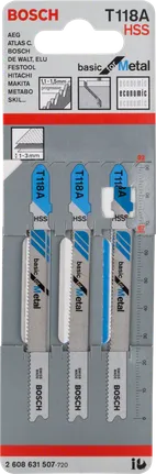 Lame per seghetto alternativo Bosch T118A, confezione da 3.