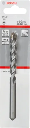 Punta da trapano per calcestruzzo Bosch CYL-3 da 10 mm per forature rapide.