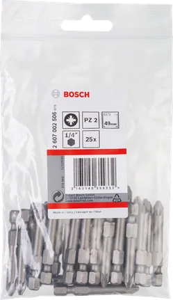 Punte per cacciavite extra dure Bosch PZ2, confezione da 25.