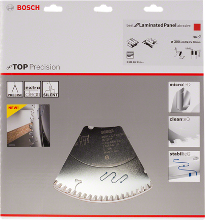 Lama per sega circolare Bosch Top Precision, ideale per pannelli laminati.