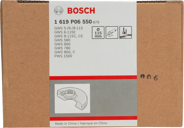 Cuffia protettiva Bosch da 115 mm con coperchio.