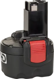 Pacco batterie Bosch da 9,6 V NiMH a forma di pod.