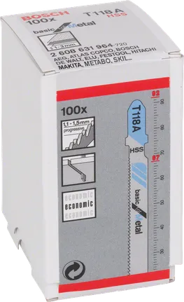 Lame per seghetto alternativo Bosch T118A 100x per metallo.