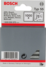 Confezione di punti metallici Bosch tipo 55 a corona stretta da 16 mm.