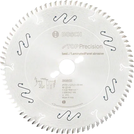 Lama per sega circolare Bosch Top Precision per pannelli laminati.
