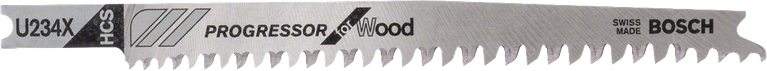 Lama per seghetto alternativo Bosch U 234 X per legno con denti rettificati.