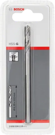 Punta da trapano Bosch HSS-G 6,35×102 mm.