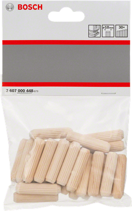 Tasselli in legno Bosch 10x40mm per l'incollaggio del legno.