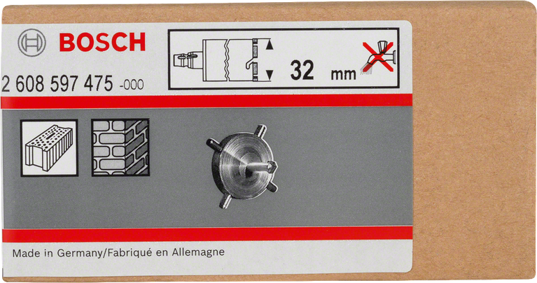 Croce di foratura Bosch da 32 mm per frese a corona a secco.