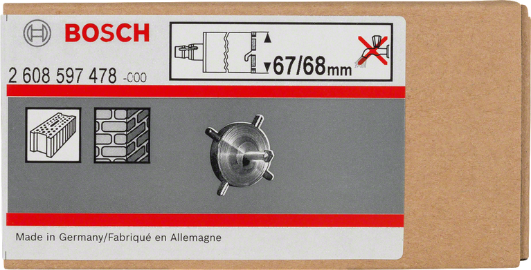Croce di foratura Bosch per frese a corona a secco da 67/68 mm.