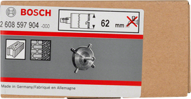 Croce di foratura Bosch da 62 mm per frese a tazza a secco.