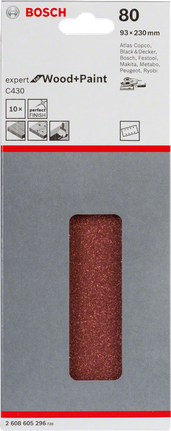 Confezione da 10 fogli abrasivi Bosch C430, grana 80.