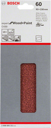 Fogli abrasivi Bosch C430 93×230mm confezione da 10.
