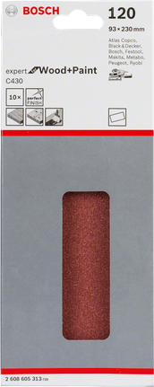 Foglio abrasivo Bosch C430 93×230mm confezione da 10.