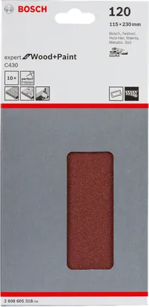 Confezione di fogli abrasivi Bosch C430, 115x230 mm, grana 120.