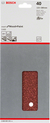 Foglio abrasivo Bosch C430 115×280mm confezione da 10.